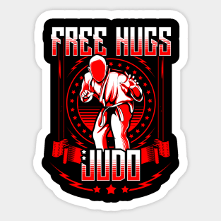 Funny Free Judo Hugs MMA Mixed Martial Arts Pun Sticker